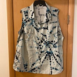 Lularoe Women’s Tie Dye Stretch Snap Front Sleeveless Top Blouse Plus Size 3XL